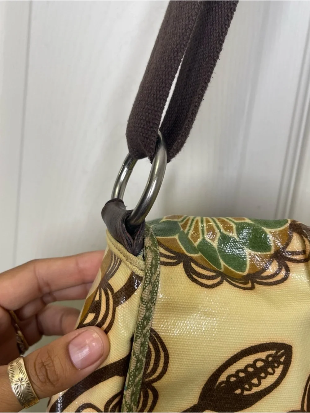 Fossil Color Coated Canvas Shoulder Crossbody Computer Bag Travel Bag